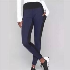Athleta Traverse Tight Navy Blue &‎ Black High Rise 7/8 Leggings Size S
